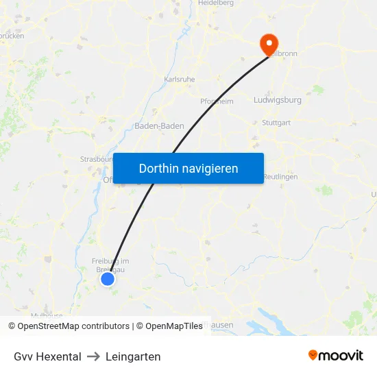 Gvv Hexental to Leingarten map
