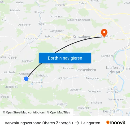 Verwaltungsverband Oberes Zabergäu to Leingarten map
