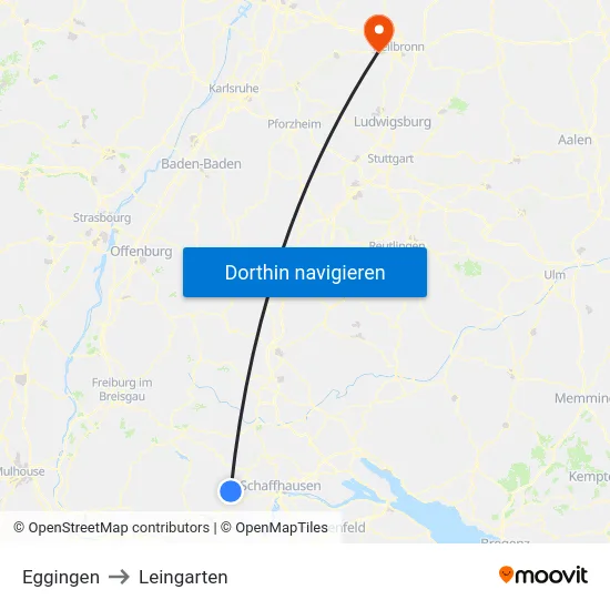 Eggingen to Leingarten map