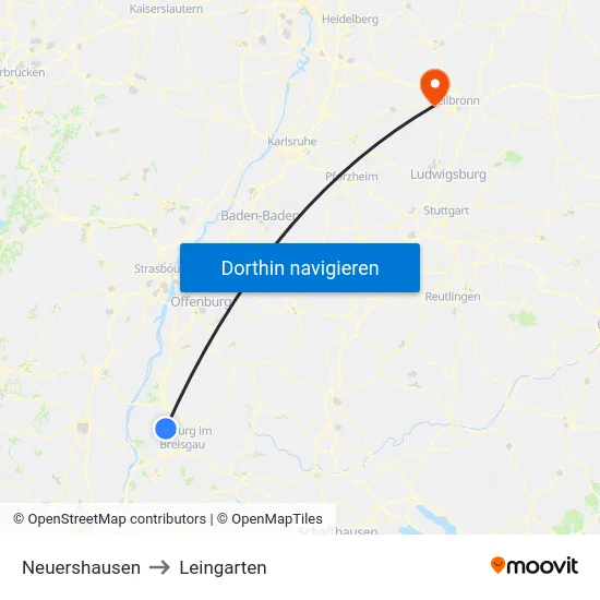 Neuershausen to Leingarten map