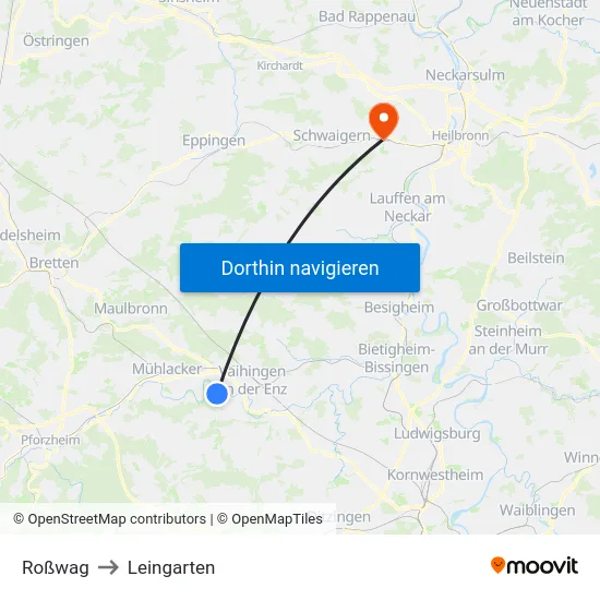 Roßwag to Leingarten map