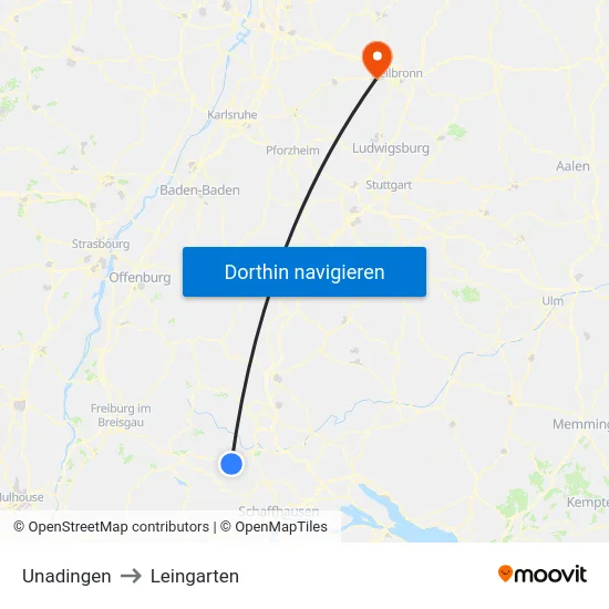 Unadingen to Leingarten map