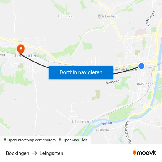 Böckingen to Leingarten map