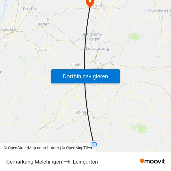 Gemarkung Melchingen to Leingarten map