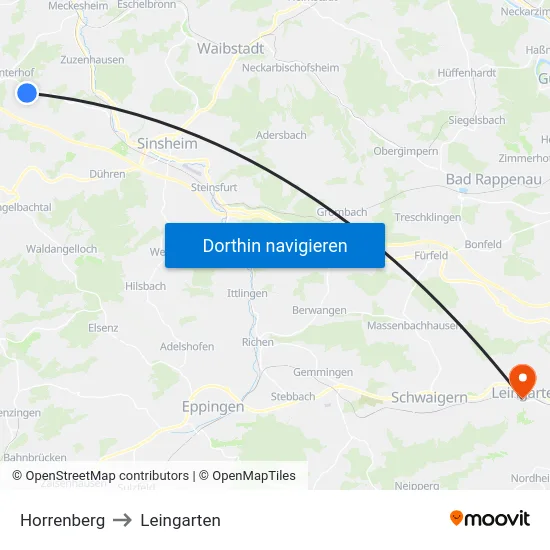 Horrenberg to Leingarten map
