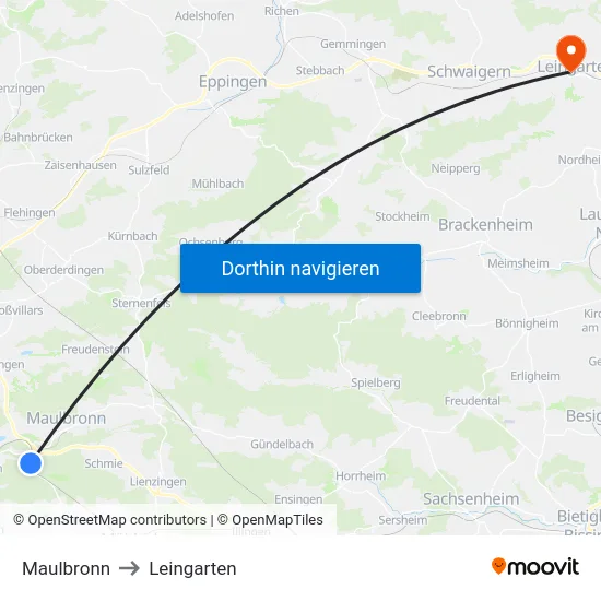Maulbronn to Leingarten map