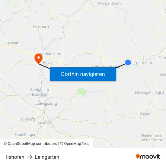 Ilshofen to Leingarten map