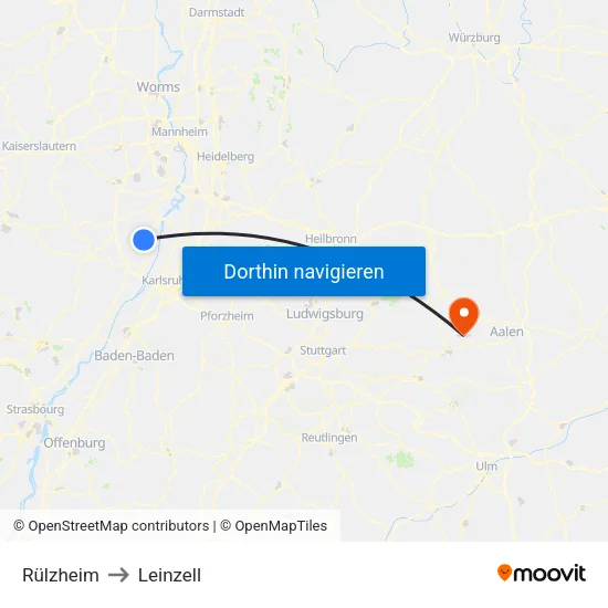 Rülzheim to Leinzell map