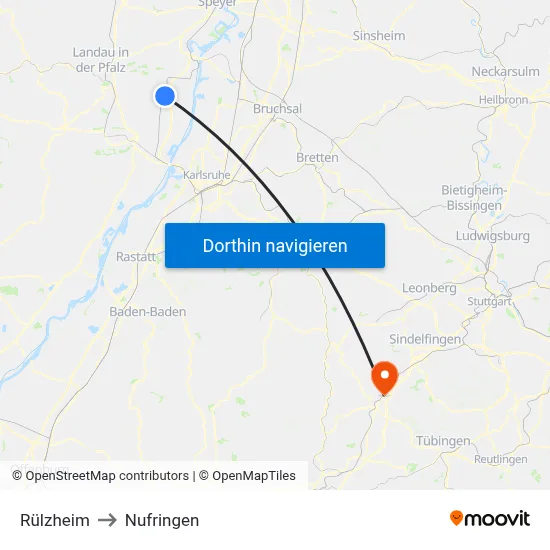 Rülzheim to Nufringen map