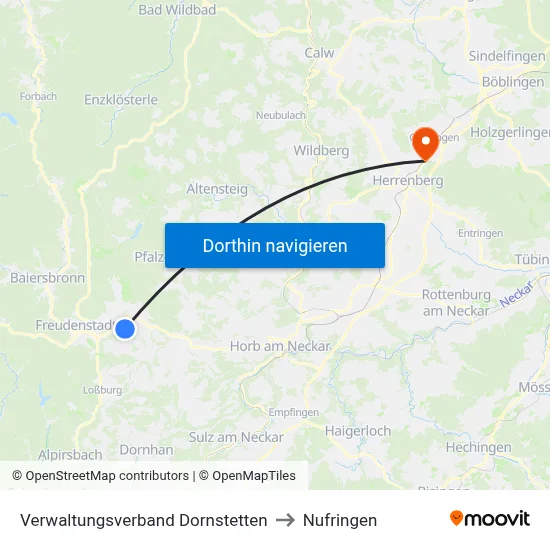 Verwaltungsverband Dornstetten to Nufringen map