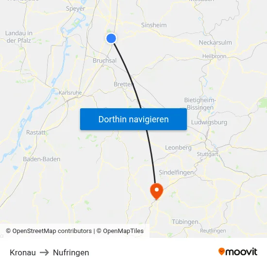 Kronau to Nufringen map