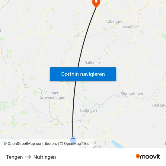 Tengen to Nufringen map