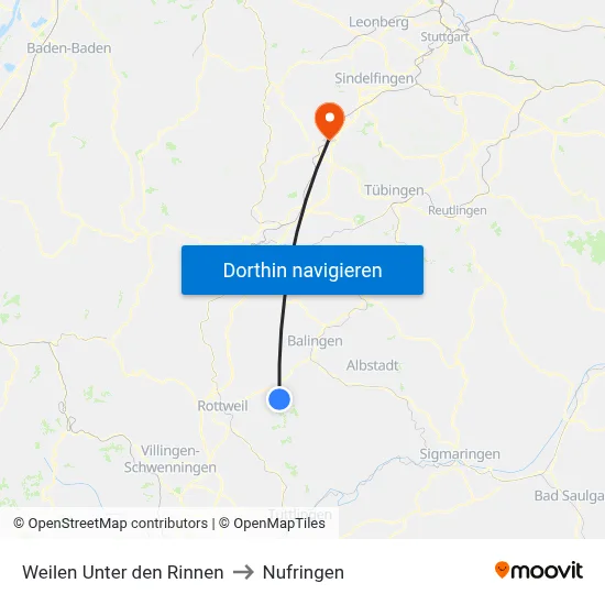 Weilen Unter den Rinnen to Nufringen map