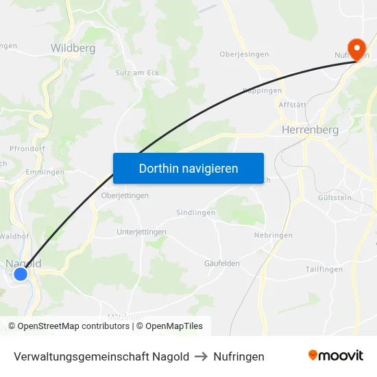 Verwaltungsgemeinschaft Nagold to Nufringen map