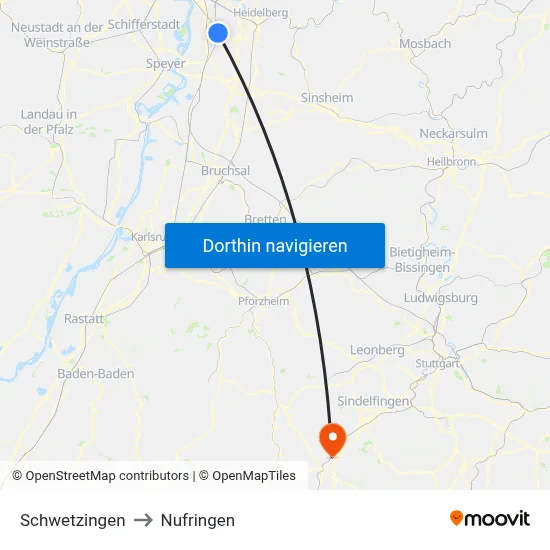 Schwetzingen to Nufringen map