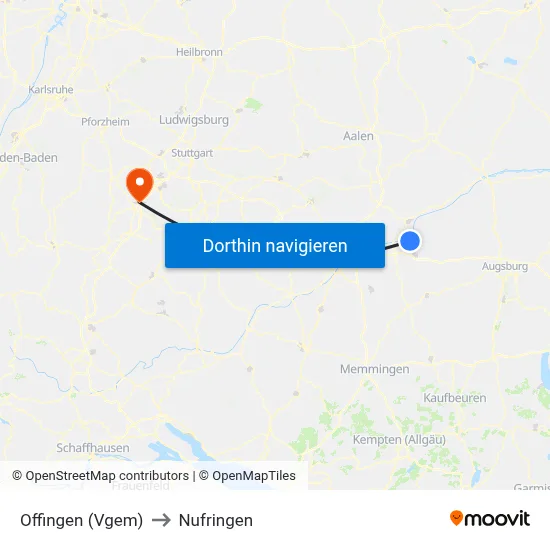 Offingen (Vgem) to Nufringen map