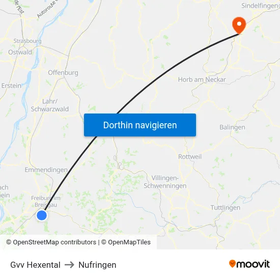 Gvv Hexental to Nufringen map