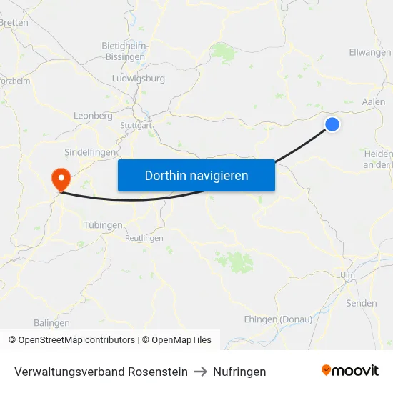 Verwaltungsverband Rosenstein to Nufringen map