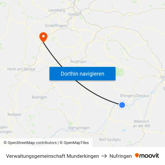 Verwaltungsgemeinschaft Munderkingen to Nufringen map
