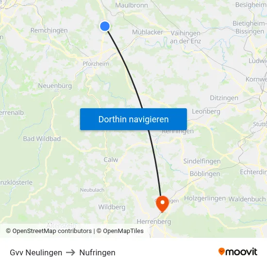 Gvv Neulingen to Nufringen map