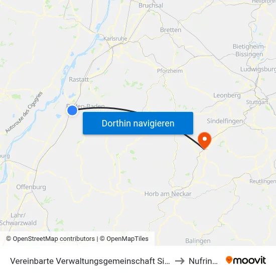 Vereinbarte Verwaltungsgemeinschaft Sinzheim to Nufringen map