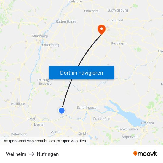 Weilheim to Nufringen map