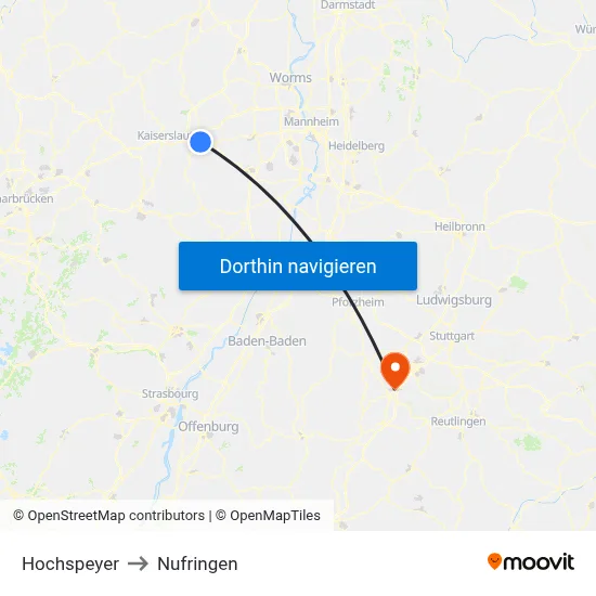 Hochspeyer to Nufringen map