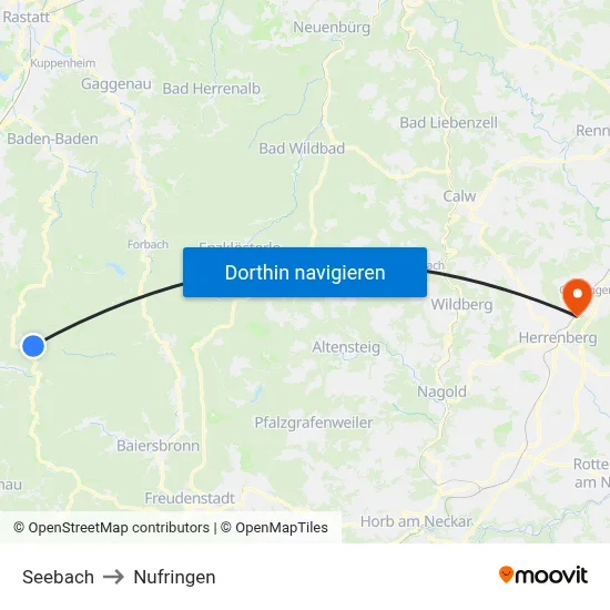 Seebach to Nufringen map