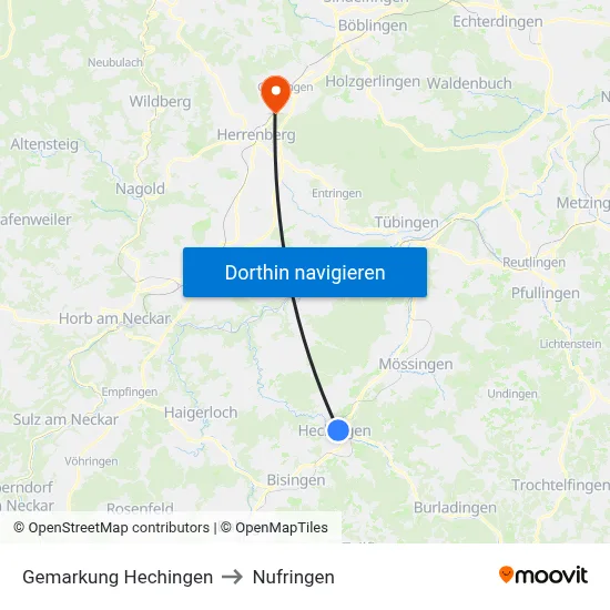 Gemarkung Hechingen to Nufringen map