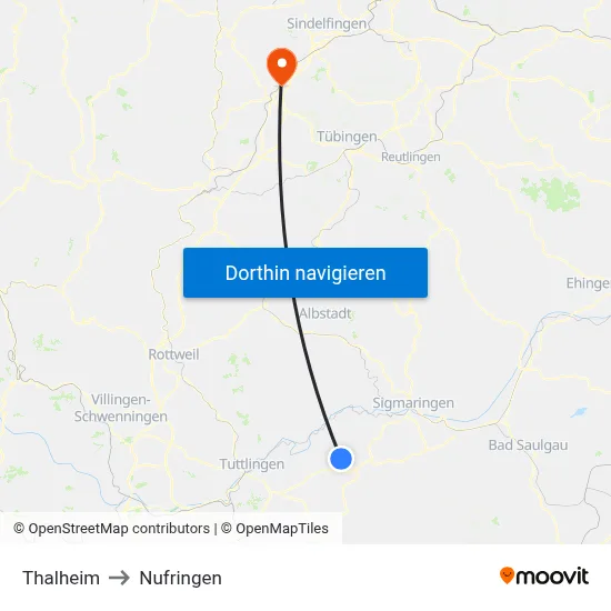 Thalheim to Nufringen map