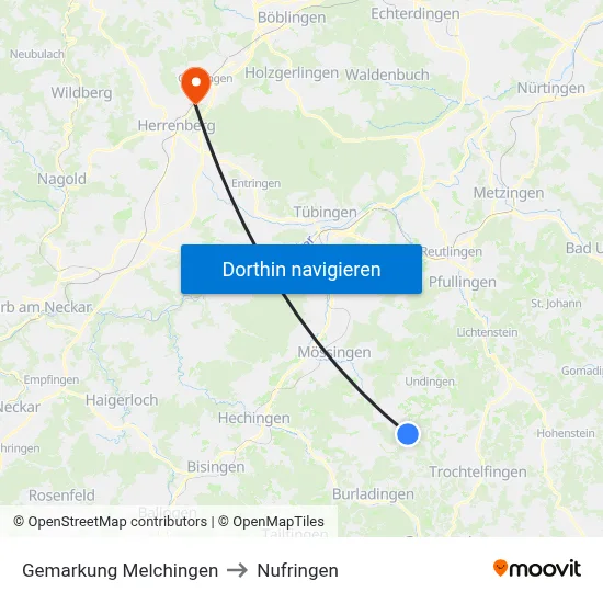 Gemarkung Melchingen to Nufringen map