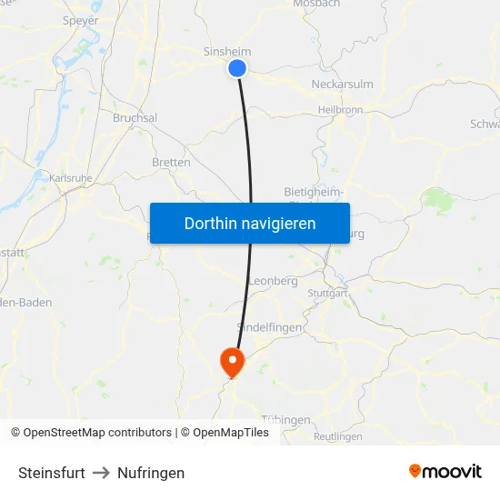 Steinsfurt to Nufringen map
