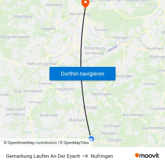 Gemarkung Laufen An Der Eyach to Nufringen map
