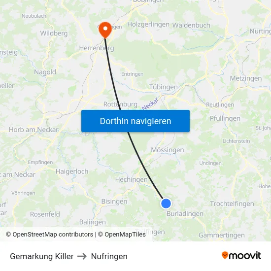 Gemarkung Killer to Nufringen map