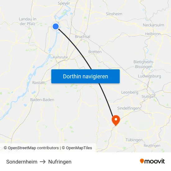 Sondernheim to Nufringen map