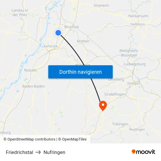 Friedrichstal to Nufringen map