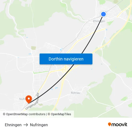 Ehningen to Nufringen map