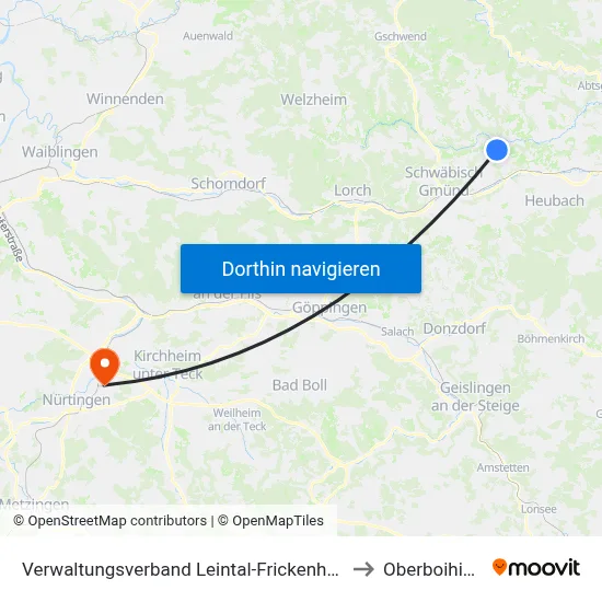 Verwaltungsverband Leintal-Frickenhofer Höhe to Oberboihingen map