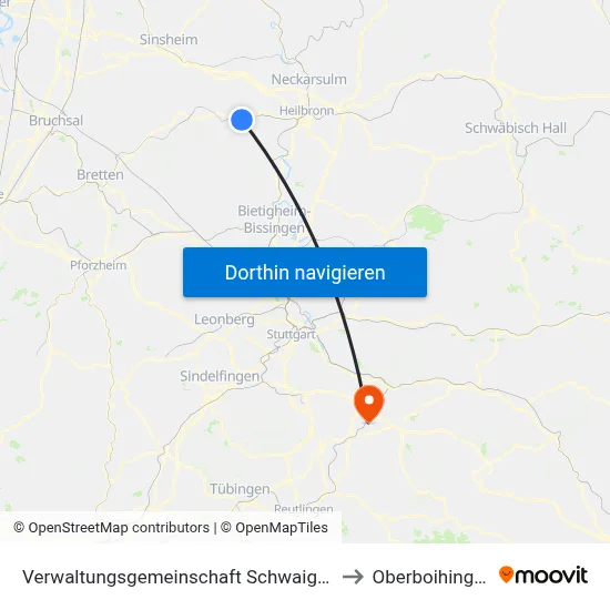Verwaltungsgemeinschaft Schwaigern to Oberboihingen map