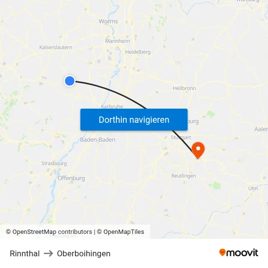 Rinnthal to Oberboihingen map