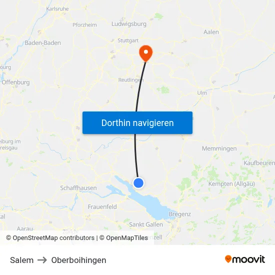 Salem to Oberboihingen map