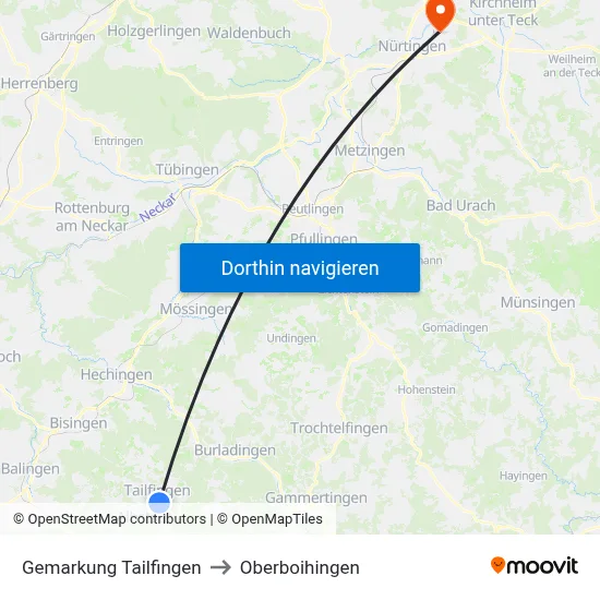 Gemarkung Tailfingen to Oberboihingen map