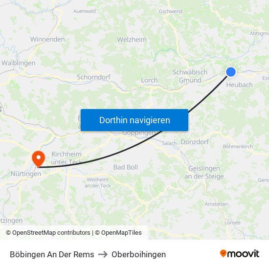 Böbingen An Der Rems to Oberboihingen map