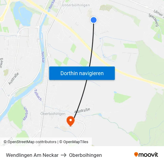 Wendlingen Am Neckar to Oberboihingen map