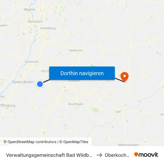 Verwaltungsgemeinschaft Bad Wildbad to Oberkochen map