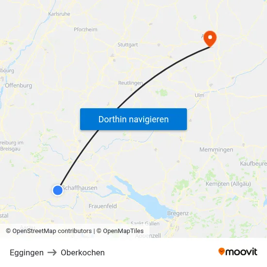 Eggingen to Oberkochen map