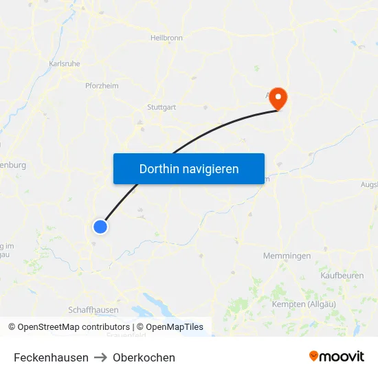 Feckenhausen to Oberkochen map