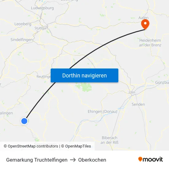 Gemarkung Truchtelfingen to Oberkochen map