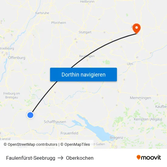 Faulenfürst-Seebrugg to Oberkochen map