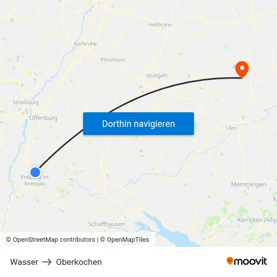 Wasser to Oberkochen map
